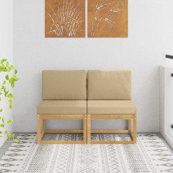 2 Pièce Sofa de milieu extérieur Bois d'Acacia Massif Blanc 647177647177