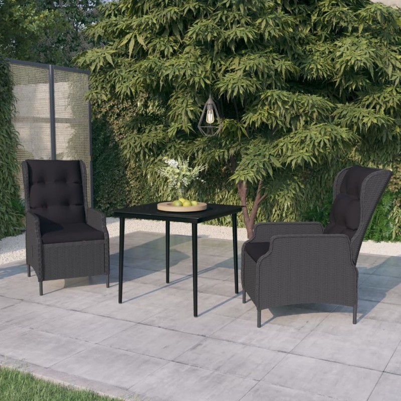 Ensemble à manger de jardin 3 pcs Gris foncé 647179647179