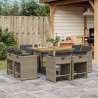 Ensemble à manger de jardin 9 pcs coussins gris résine tressée 647180647180