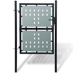Portail de clôture noir à une porte 100x125 cm 647187647187