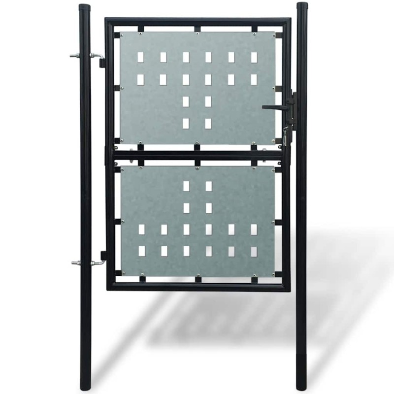 Portail de clôture noir à une porte 100x125 cm 647187647187