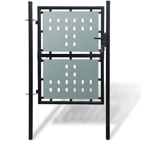 Portail de clôture noir à une porte 100x125 cm 647187647187