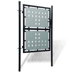 Portail de clôture noir à une porte 100x125 cm 647187647187