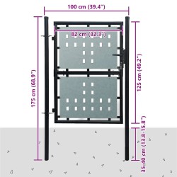 Portail de clôture noir à une porte 100x125 cm 647187647187