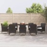 Ensemble à manger jardin 9pcs et coussins noir résine tressée 647191647191