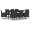 Ensemble à manger jardin 9pcs et coussins noir résine tressée 647191647191