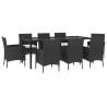 Ensemble à manger jardin 9pcs et coussins noir résine tressée 647191647191