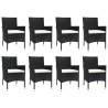 Ensemble à manger jardin 9pcs et coussins noir résine tressée 647191647191
