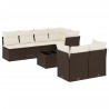Salon de jardin 8 pcs avec coussins marron résine tressée 647199647199