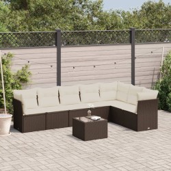 Salon de jardin 8 pcs avec coussins marron résine tressée 647200647200