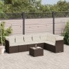 Salon de jardin 8 pcs avec coussins marron résine tressée 647200647200