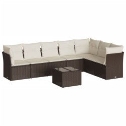 Salon de jardin 8 pcs avec coussins marron résine tressée 647200647200