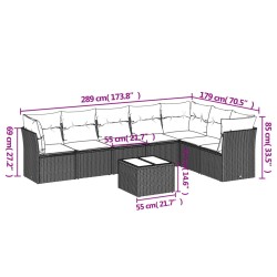 Salon de jardin 8 pcs avec coussins marron résine tressée 647200647200