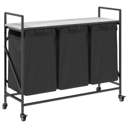 Panier à linge à 3 compartiments avec roulettes gris Sonoma 647208647208