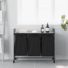 Panier à linge à 3 compartiments avec roulettes gris Sonoma 647208647208