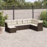 Salon de jardin 8 pcs avec coussins marron résine tressée 647212647212