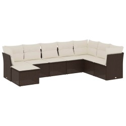 Salon de jardin 8 pcs avec coussins marron résine tressée 647212647212