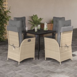 Ensemble à manger de jardin coussins 5 pcs mélange beige rotin 647213647213