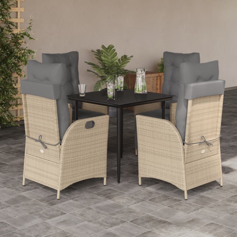Ensemble à manger de jardin coussins 5 pcs mélange beige rotin 647213647213