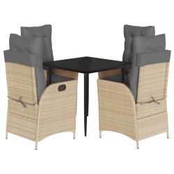 Ensemble à manger de jardin coussins 5 pcs mélange beige rotin 647213647213