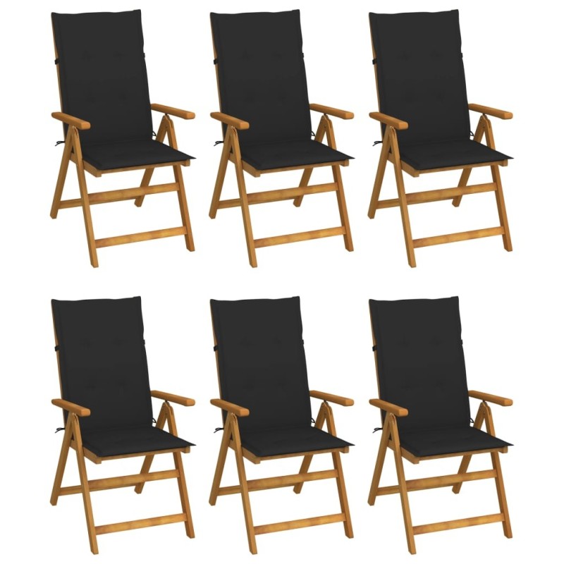 Chaises pliables de jardin lot de 6 avec coussins Bois d'acacia 647214647214