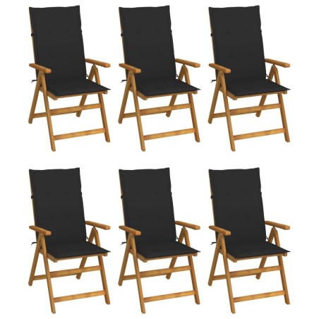 Chaises pliables de jardin lot de 6 avec coussins Bois d'acacia 647214647214