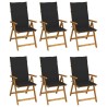 Chaises pliables de jardin lot de 6 avec coussins Bois d'acacia 647214647214