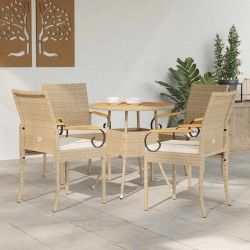 Chaises de jardin avec coussin 4 pcs Beige et blanc crème 647215647215