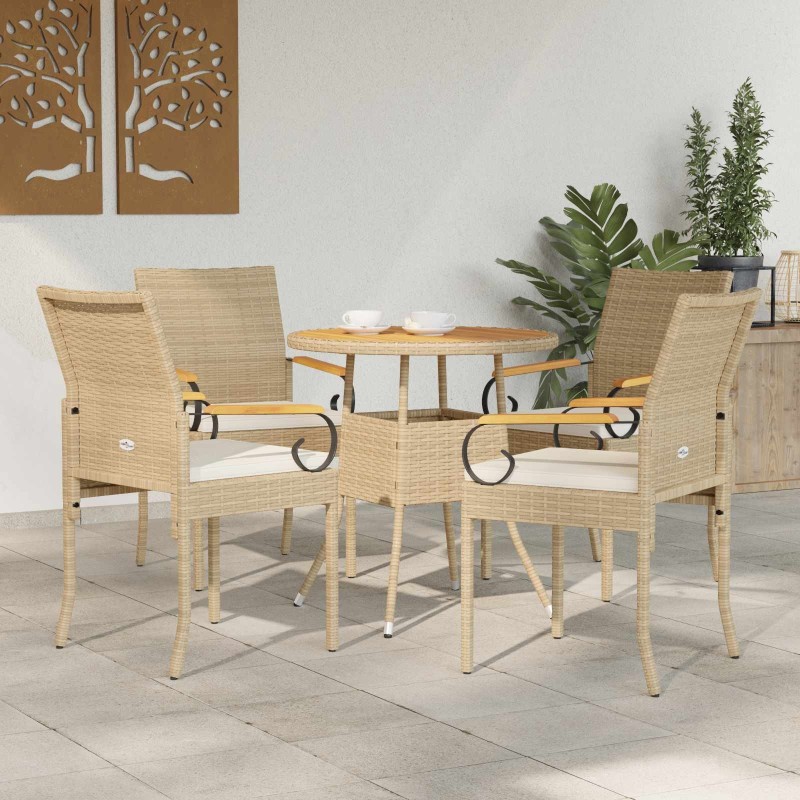 Chaises de jardin avec coussin 4 pcs Beige et blanc crème 647215647215