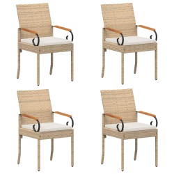 Chaises de jardin avec coussin 4 pcs Beige et blanc crème 647215647215