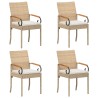 Chaises de jardin avec coussin 4 pcs Beige et blanc crème 647215647215