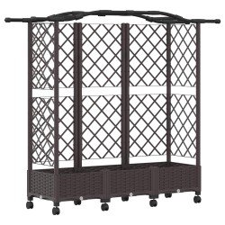 Lit Élevé avec Treillis et Toit Marron 163 x 40 x 129 cm PP 647219647219