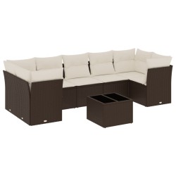Salon de jardin 8 pcs avec coussins marron résine tressée 647222647222
