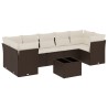 Salon de jardin 8 pcs avec coussins marron résine tressée 647222647222