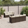 Salon de jardin 8 pcs avec coussins marron résine tressée 647224647224
