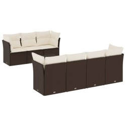 Salon de jardin 8 pcs avec coussins marron résine tressée 647224647224