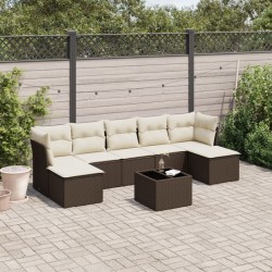 Salon de jardin 8 pcs avec coussins marron résine tressée 647225647225
