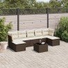 Salon de jardin 8 pcs avec coussins marron résine tressée 647225647225