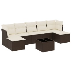Salon de jardin 8 pcs avec coussins marron résine tressée 647225647225