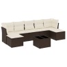 Salon de jardin 8 pcs avec coussins marron résine tressée 647225647225