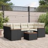 Salon de jardin 7 pcs avec coussins noir résine tressée 647238647238