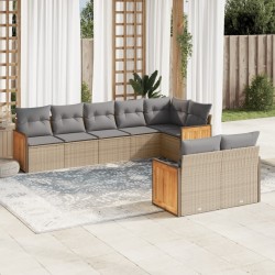 Salon de jardin avec coussins 8 pcs beige résine tressée 647239647239