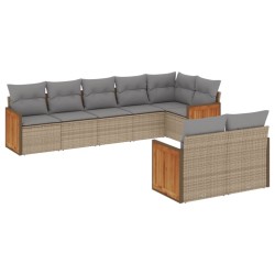 Salon de jardin avec coussins 8 pcs beige résine tressée 647239647239