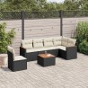 Salon de jardin 7 pcs avec coussins noir résine tressée 647243647243