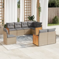 Salon de jardin avec coussins 8 pcs beige résine tressée 647250647250