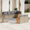 Salon de jardin avec coussins 8 pcs beige résine tressée 647250647250