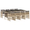 Ensemble à manger de jardin et coussins 9 pcs mélange beige 647254647254