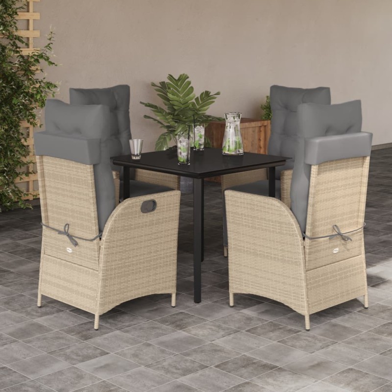 Ensemble à manger de jardin coussins 5 pcs mélange beige rotin 647260647260