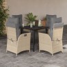 Ensemble à manger de jardin coussins 5 pcs mélange beige rotin 647260647260