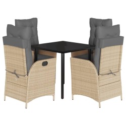 Ensemble à manger de jardin coussins 5 pcs mélange beige rotin 647260647260